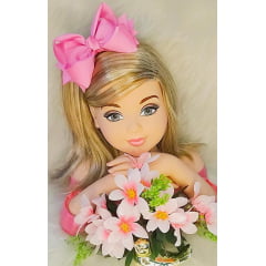 Laço Infantil Rosa Chiclete Com Nó e Bico de Pato