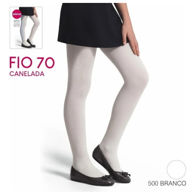 Meia Calça Infantil Canelada Com Elastano Fio 70