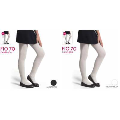 Meia Calça Infantil Canelada Com Elastano Fio 70