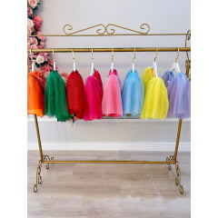 Saia de Tule Infantil Coloridos Com Glitter e Leds