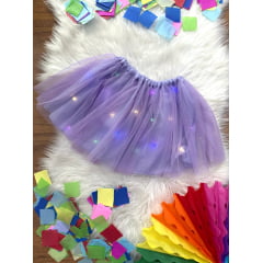 Saia de Tule Infantil Coloridos Com Glitter e Leds