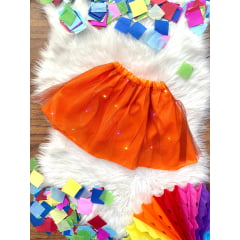 Saia de Tule Infantil Coloridos Com Glitter e Leds