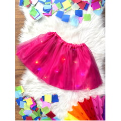 Saia de Tule Infantil Coloridos Com Glitter e Leds