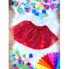 Saia de Tule Infantil Coloridos Com Glitter e Leds
