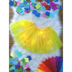 Saia de Tule Infantil Coloridos Com Glitter e Leds