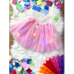 Saia de Tule Infantil Coloridos Com Glitter e Leds