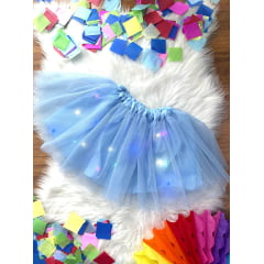 Saia de Tule Infantil Coloridos Com Glitter e Leds