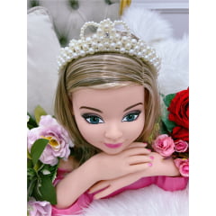 Tiara Infantil Coroa de Pérolas Pérola e Strass