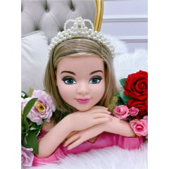 Tiara Infantil Coroa de Pérolas Pérola e Strass