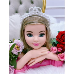 Tiara Infantil Princesa Coroa de Pérolas Brancas e Strass