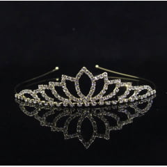 Coroa Infantil Princesa Dourada C/ Pétalas Strass Super Luxo