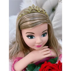 Coroa Infantil Princesa Dourada Pétalas C/ Strass Super Luxo