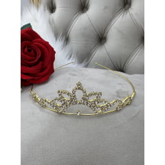 Coroa Infantil Princesa Dourada Pétalas C/ Strass Super Luxo