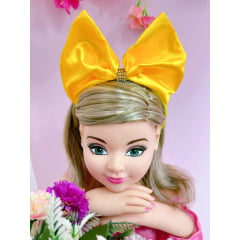 Tiara Infantil Amarela Luxo Com Strass