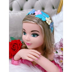 Tiara Infantil Aplique Borboletas e Flores Princesas Luxo