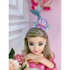 Tiara Infantil Ariel Sereia Super Luxo Glitter