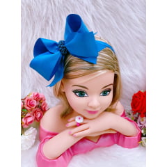 Tiara Infantil Azul Royal Pérolas Luxo