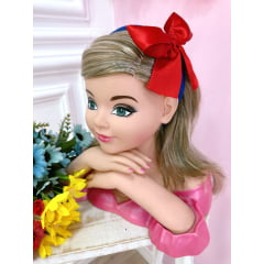 Tiara Infantil Branca de Neve Azul com Laço Vermelho