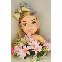 Tiara Infantil Branca e Dourado Com Aplique de Florzinha