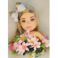Tiara Infantil Branca e Dourado Com Pérolas e Glitter