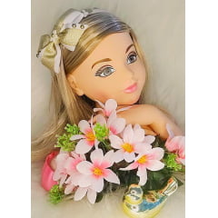 Tiara Infantil Branca e Dourado Florzinha Pérolas e Glitter