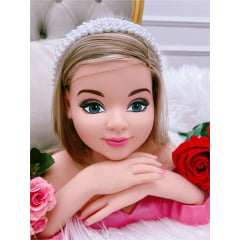 Tiara Infantil de Pérolas Branca Larga Luxo