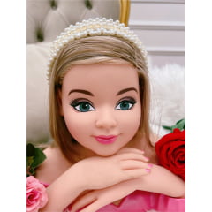 Tiara Infantil de Pérolas Pérola Larga Luxo