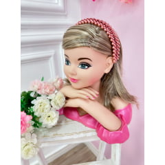 Tiara Infantil de Pérolas Rose e Marsala Larga Luxo