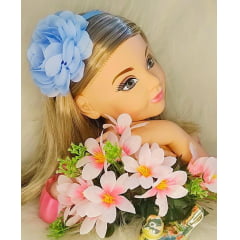 Tiara Infantil Flor de Rosas Delicada Azul Bebê C/ Strass