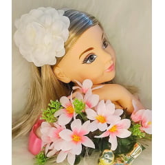Tiara Infantil Flor de Rosas Delicada Pérola C/ Strass Luxo