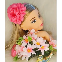 Tiara Infantil Flor de Rosas Delicada Pink C/ Strass Luxo