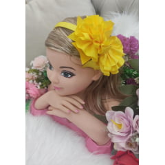 Tiara Infantil Maxx Nó Flower Amarela Luxo
