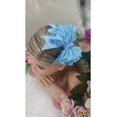 Tiara Infantil Maxx Nó Flower Azul Bebê Luxo