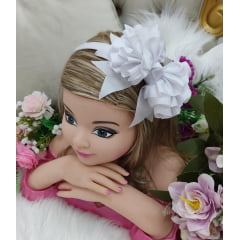 Tiara Infantil Maxx Nó Flower Branca Luxo