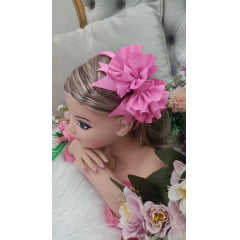 Tiara Infantil Maxx Nó Flower Rosa Chiclete Luxo