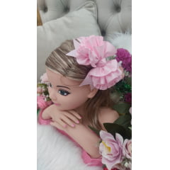 Tiara Infantil Maxx Nó Flower Rosa Luxo