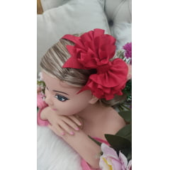 Tiara Infantil Maxx Nó Flower Vermelha Luxo