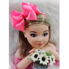 Tiara Infantil Neon Rosa Maxxi Laço