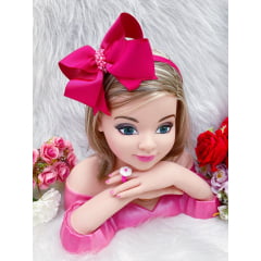 Tiara Infantil Pink Pérolas Luxo