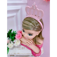 Tiara Infantil Rosa Coroa Com Pérolas