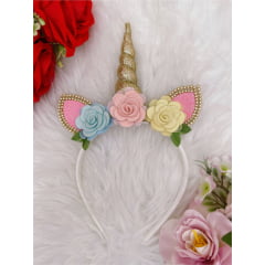 Tiara Infantil Unicórnio Colorida Luxo com Strass