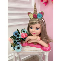 Tiara Infantil Unicórnio Colorida Luxo com Strass