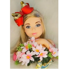 Tiara Infantil Vermelha e Dourada Com Pérolas Luxo