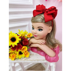 Tiara Infantil Vermelha Maxx Nó C/ Pérolas e Strass Luxo