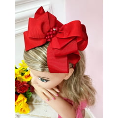 Tiara Infantil Vermelha Maxx Nó C/ Pérolas e Strass Luxo