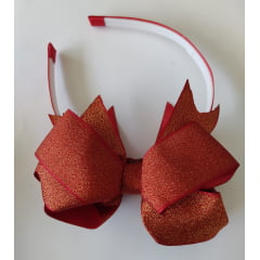 Tiara Infantil Vermelho Maxxi Nó com Glitter Dourado
