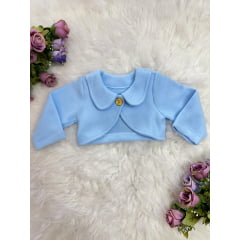 Bolero Infantil Azul Bebê Luxo Com Botão