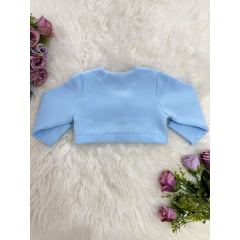 Bolero Infantil Azul Bebê Luxo Com Botão