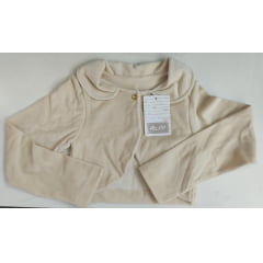 Bolero Infantil Marfim Plush Com Botão Luxo