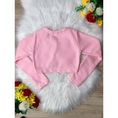Bolero Infantil Rosa Soft Com Gola Luxo
